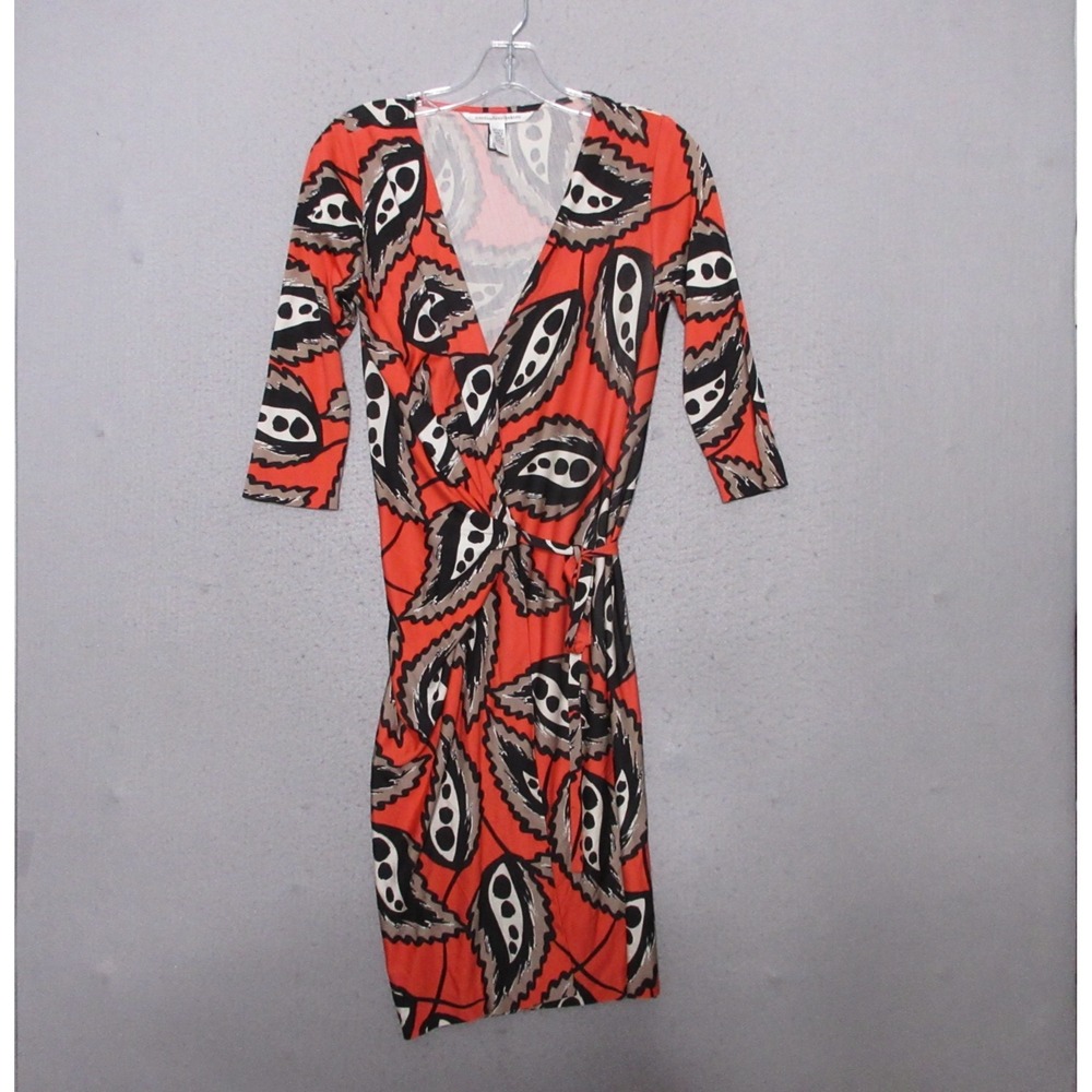 Diane Von Furstenberg DVF Wrap Dress 2 Ervin‎ Silk Y2K Paisley Career Timeless